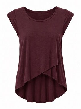 AMERICAN EAGLE SOFT AND SEXY BURGUNDY SHORT SLEEVE HIGH FRONT LOW BACK TOP